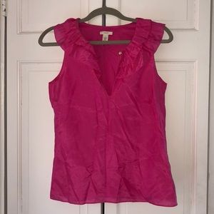 NWOT J. Crew Pink Sleeveless Ruffle Top Size 4